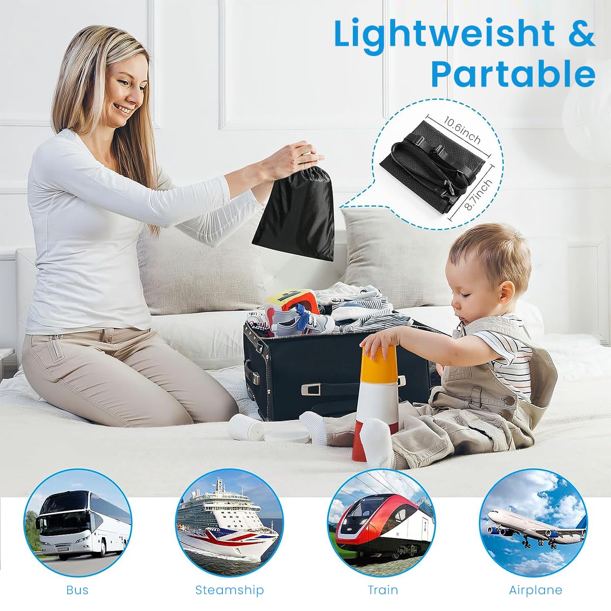 HASTHIP Airplane Footrest Kids Bed for Travel with Adjustable Straps 78×43cm Black | Toddler Seat Extender