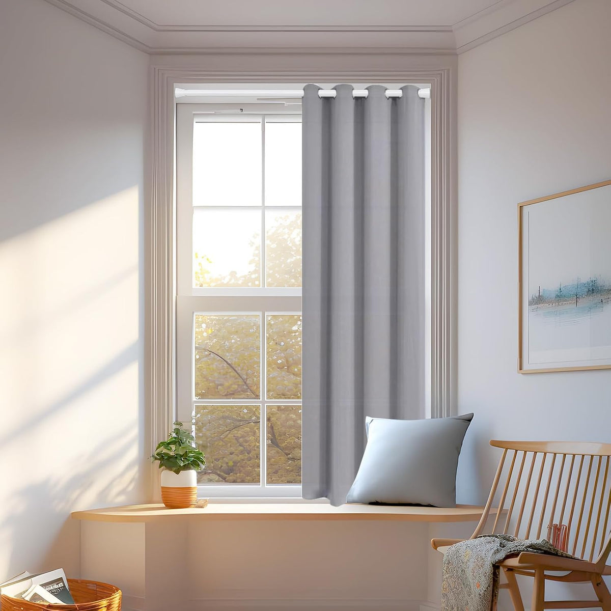 HASTHIP Retractable Curtain Rod for Windows featuring Anti Slip Support and 28.7–43 in Metal Design