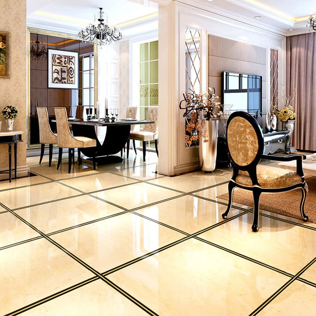 HASTHIP Tile Gap Tape for Floors and Walls featuring Self Adhesive PVC 2PCS 5M Black and Gold | Easy DIY Decoration