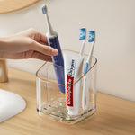 HASTHIP® Toothbrush Holders for Bathrooms,Wall Mounted Toothbrush Organizer with Toothpaste Dispenser,Bathroom Counter Storage Rack for Sink Space Saving Accessories Family Use