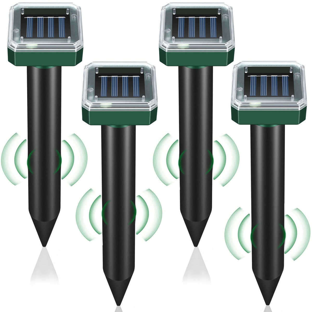 HASTHIP Ultrasonic Pest Repeller for Outdoor Lawn and Patio featuring Solar Power 4 Pcs | 3000 sq ft Coverage