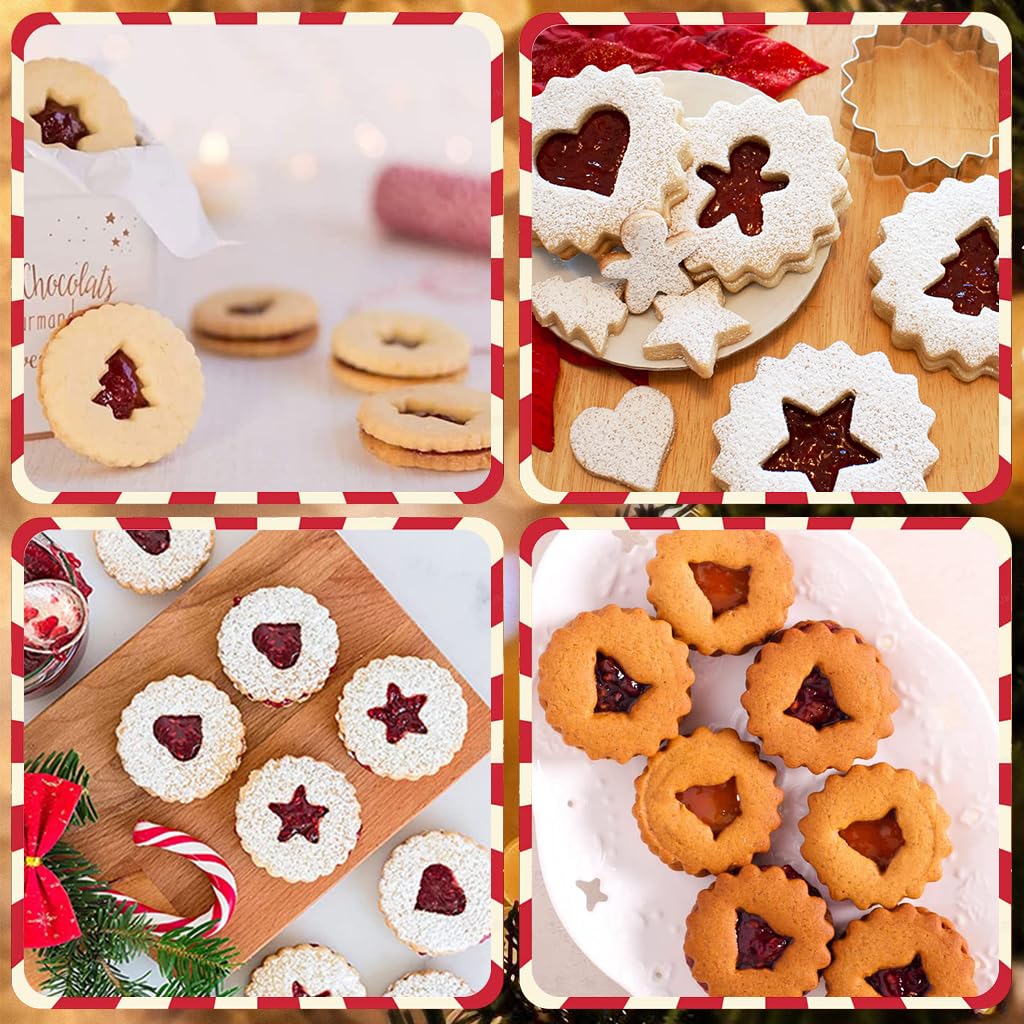 HASTHIP Christmas Cookie Cutter Set for Holiday Baking with 11 Shapes and Wavy Rim Design