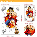 1 Sheet 3D Wall Paper Sticker Anime Onepiece Monkey D Luffy 3D Wall Paper Self Adhesive PVC Wall Paper Removable Cartoon 3D Wall Paper for Kids Room, Bed Room, Living Room, 19.6 x27.5 inches