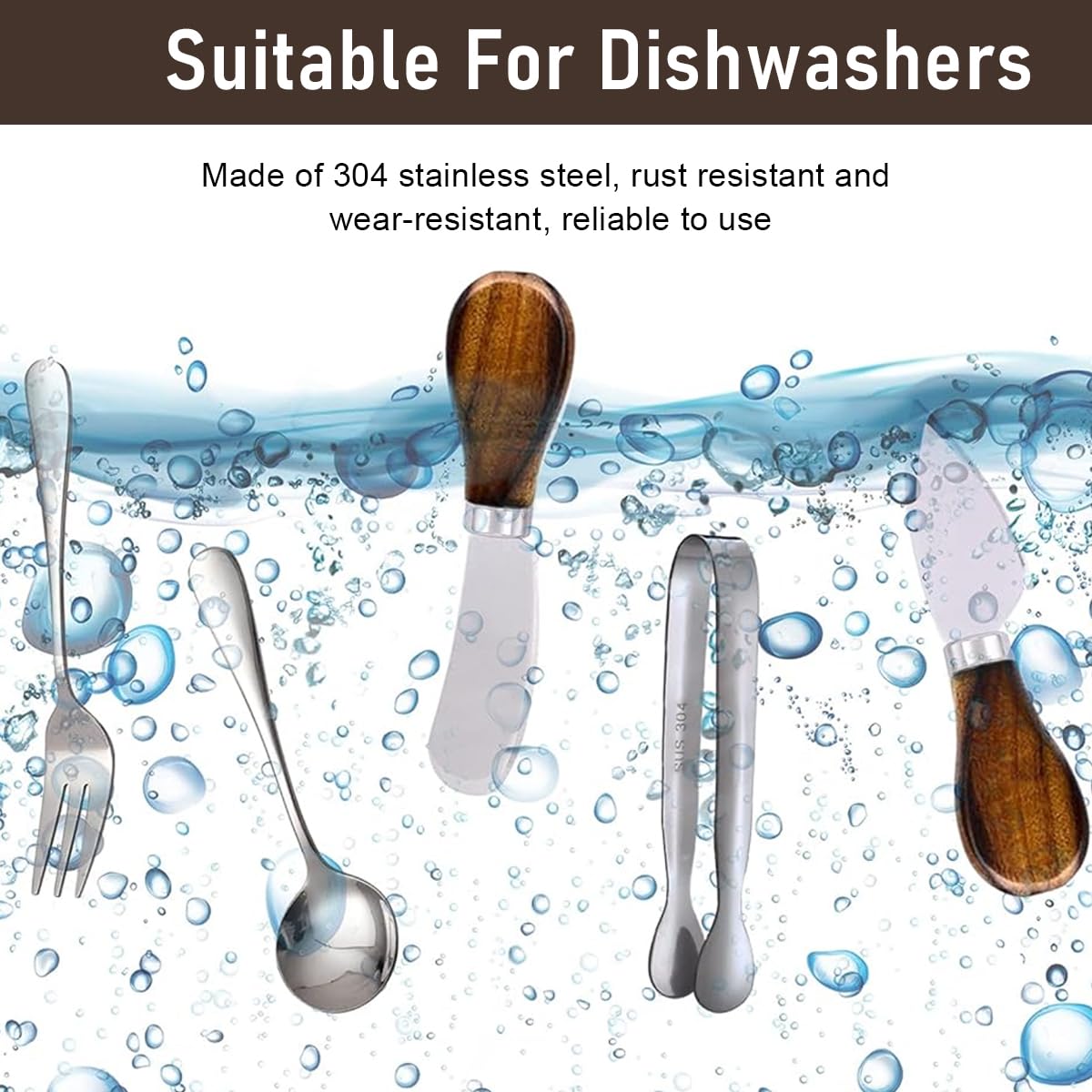 HASTHIP Cheese Knife and Charcuterie Utensils Set with 20Pcs Stainless Steel & Wooden Handles for Entertaining
