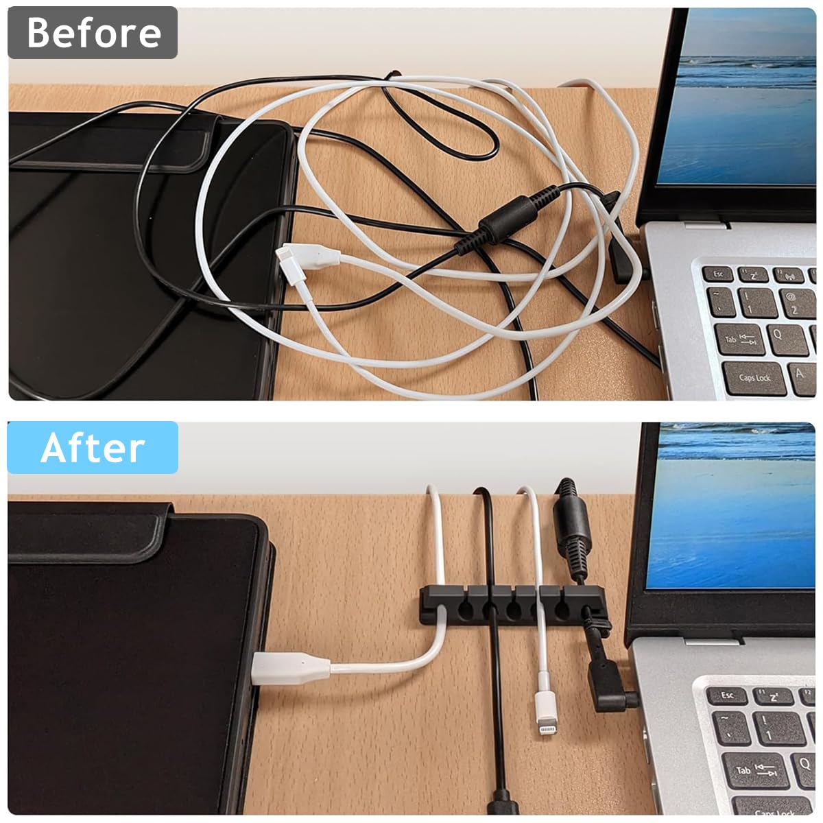 HASTHIP Under Desk Organizer Mesh Net for Cable Management featuring Six Drawstrings and 20x10 in Nylon Storage | Ideal for Home Office