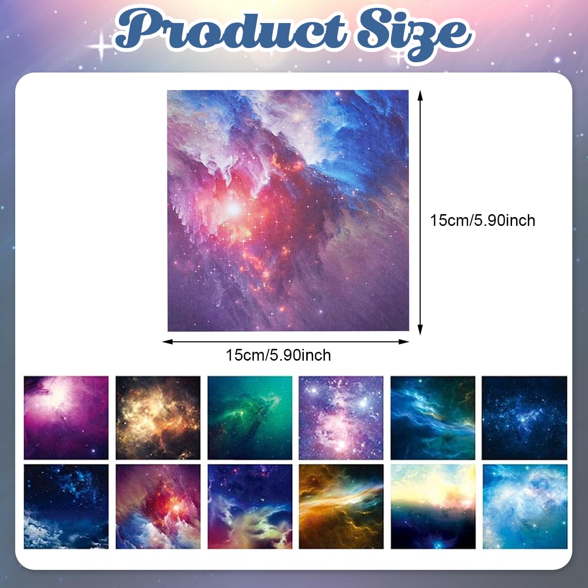 HASTHIP® 100 Sheets Double Sided Origami Paper for Kids & Grown-ups, 12 Vibrant Designs of Beautiful Galaxy Outer Space, Easy Folding for Scrapbook Paper Arts Crafts School, 6x6 inch