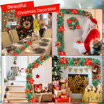 HASTHIP Christmas Garland for Fireplace and Stair Decor with Red Flowers and Berries 106 in | Festive Indoor Outdoor Holiday Decoration