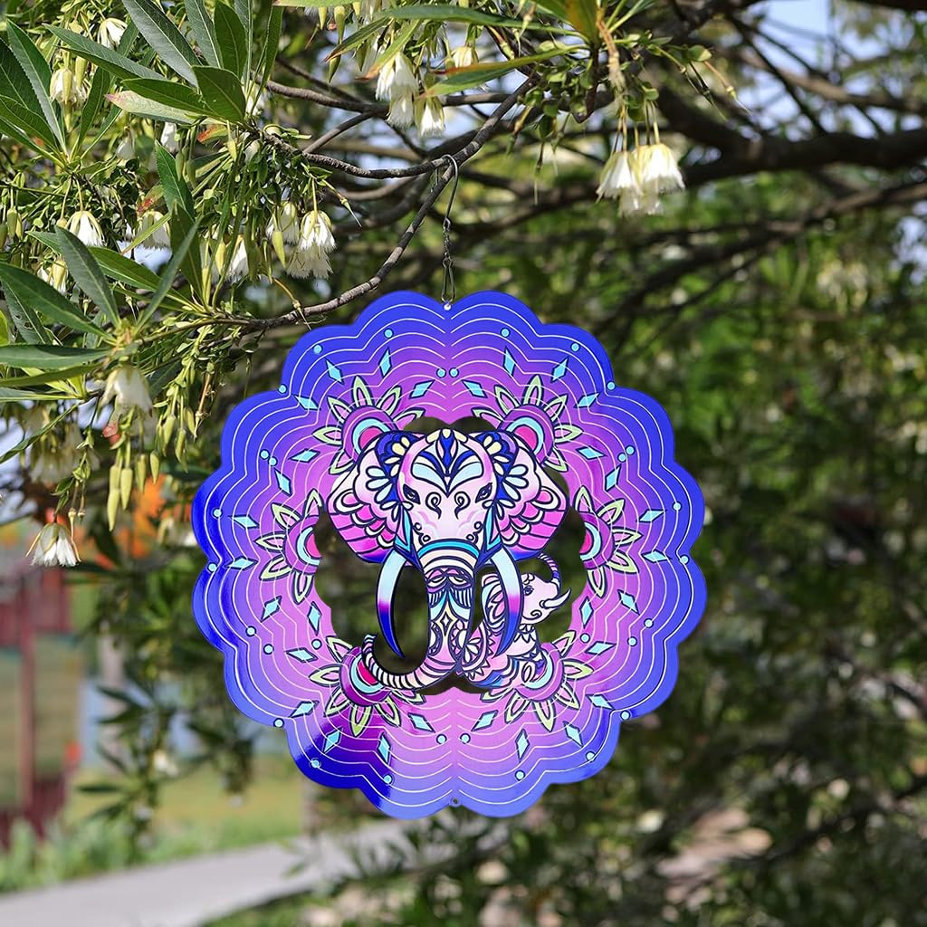 HASTHIP Garden Elephant Wind Spinners 25 cm for Outdoor and Indoor Decor | Reflective Anti Bird Hanging Ornament