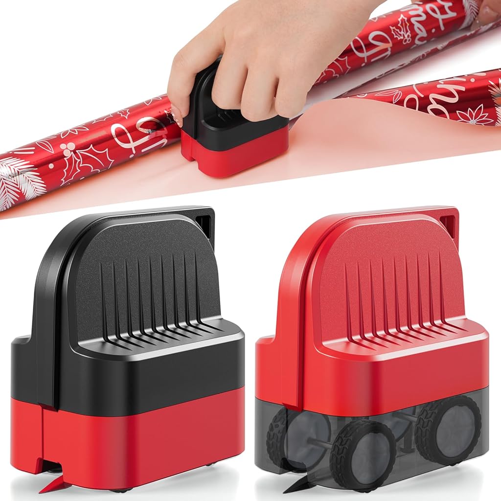 HASTHIP® Wrapping Paper Cutter with Wheels,Gift Wrap Paper Trimmer Tool for Straight Line Cutting,Fits Various Rolls Craft & Gift Wrap Multipurpose Cutting Machine for Birthday Christmas Art Office