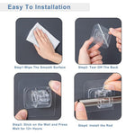 HASTHIP® 6 Pack Curtain Rod Brackets No Drill Adhesive Supports, Clear Acrylic Snap Closure Pole Holders for Window, Kitchen, Bathroom, Living Room