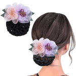 HASTHIP® Redecilla de Moño con Clip Flor para Mujer,Elegante Red para el Cabello con Broche Metálico,Accesorio de Peinado Bailarina Enfermera Trabajo o Uso Diario Multiusos y