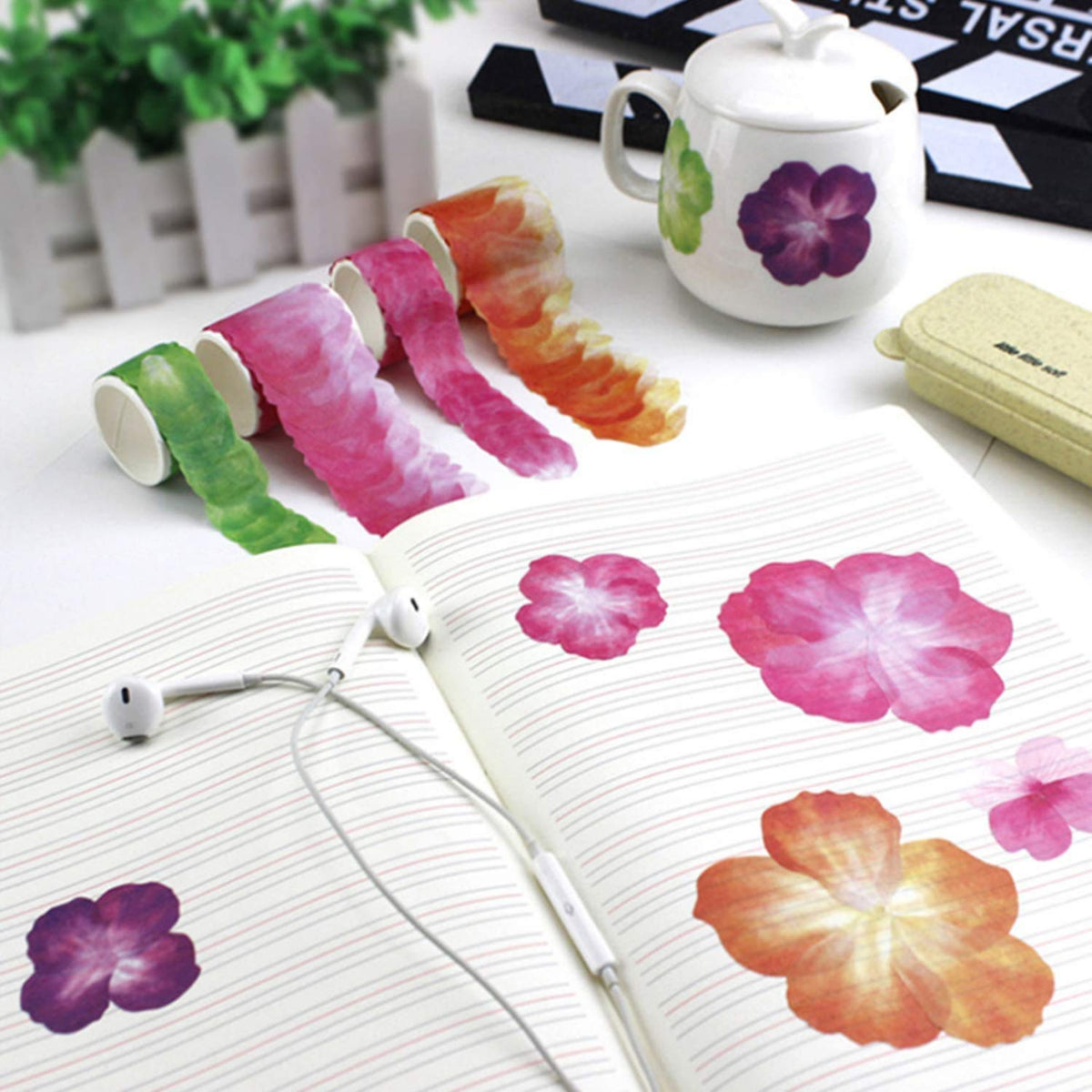 HASTHIP Washi Tape for Scrapbooking and Diary Planner featuring 4 Rolls and 200 Petals/Roll