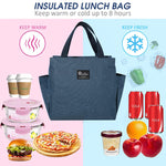 Lunch Bag for Office Picnic Camping School with Side Pockets, Insulated Tiffin Bags Thermal Bento Box for Men Women Kids