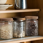 HASTHIP Mason Jar for Kitchen Storage with Airtight Wooden Lid and 24oz Glass Design | Vintage Embossed Food Container
