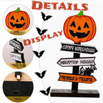 HASTHIP® 2Pcs Wooden Halloween Centerpiece Signs, Halloween Wooden Table Signs, Pumpkin and Ghost Table Decorations, Centerpiece Decorations for Indoor Outdoor Party