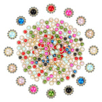 HASTHIP® 100Pcs Flower Buttons 12mm Assorted Color Rhinestone Floral Pearl Flatback Buttons DIY Hand Sewing Decorative Buttons DIY Craft Decorative Floral Buttons for Clothing, Crochet Crafts