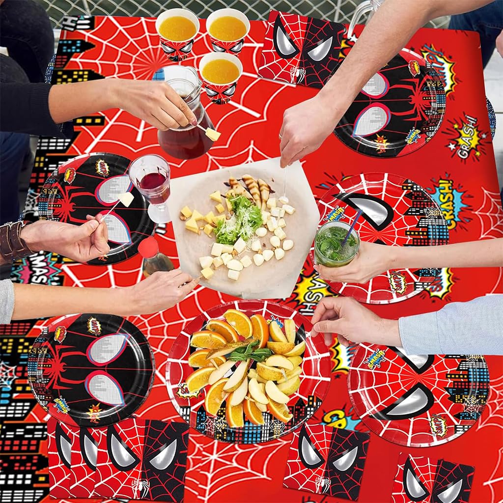 HASTHIP Kids Birthday Party Superhero Set for Tableware with 81 pcs Plates and Cups | Easy Cleanup Supplies