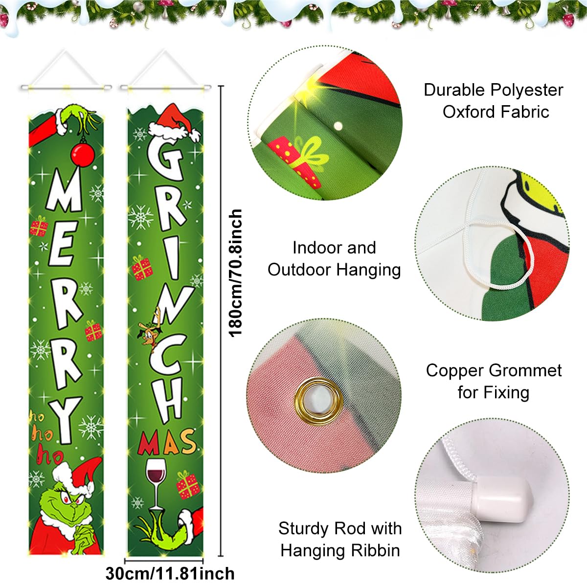 Christmas Decorations Fun Christmas Door Couplet Wall Hanging Couplet Outdoor Yard Front Porch Couplet Set, Hanging Merry Christmas Decorations Couplet for Porch, Door, Balcony