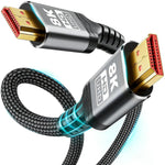 HASTHIP® 2M/6.6Ft HDMI Cable, HDMI 2.1 Cable Nylon Braided Support 8K@60Hz & 4K@120Hz Ultra High Speed and Backward Compatible for PS5, PS4, Xbox, PC, Monitor Projector TV, Roku, Switch
