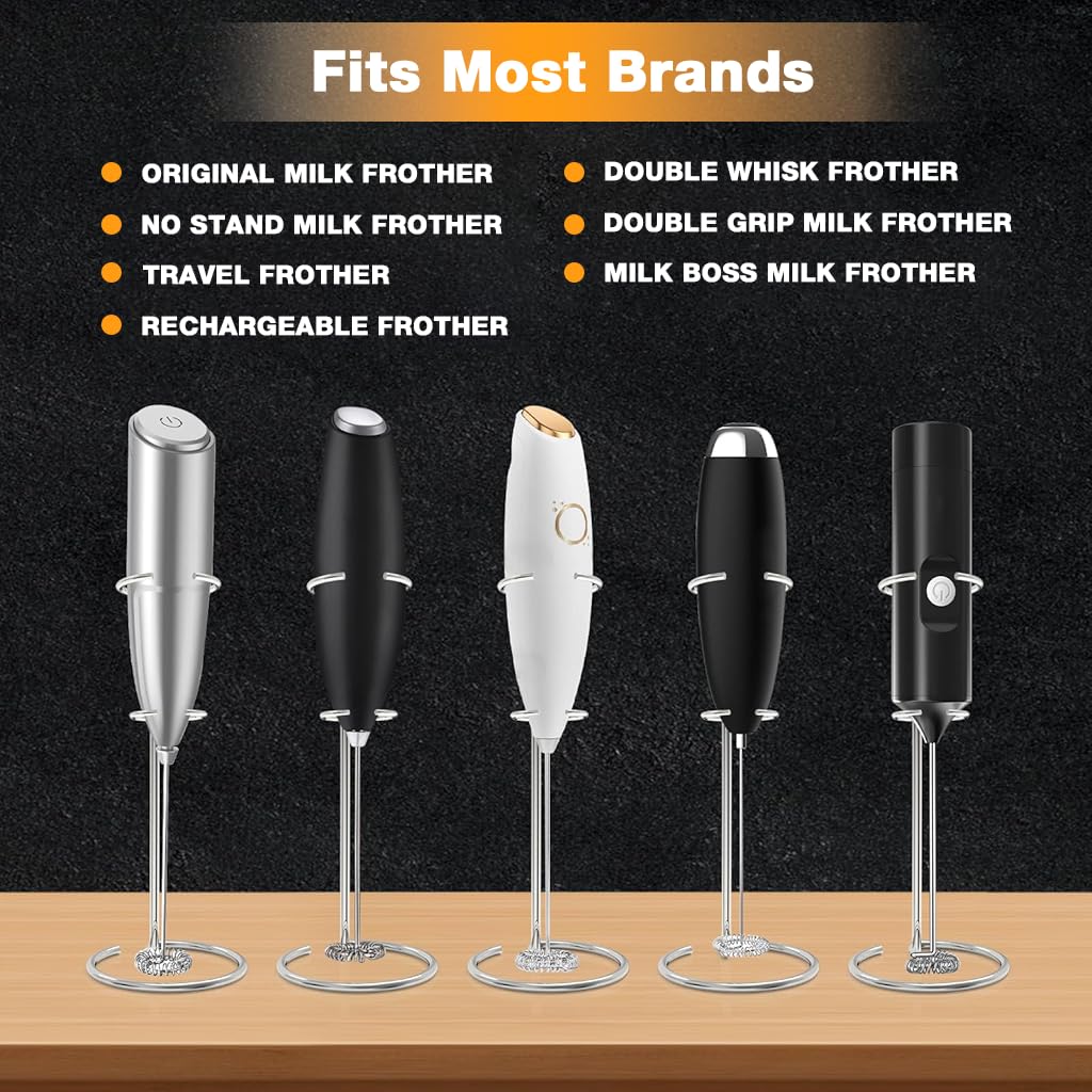 HASTHIP Handheld Milk Frother Holder for Table with Dual Ring Support and Stainless Steel Frame