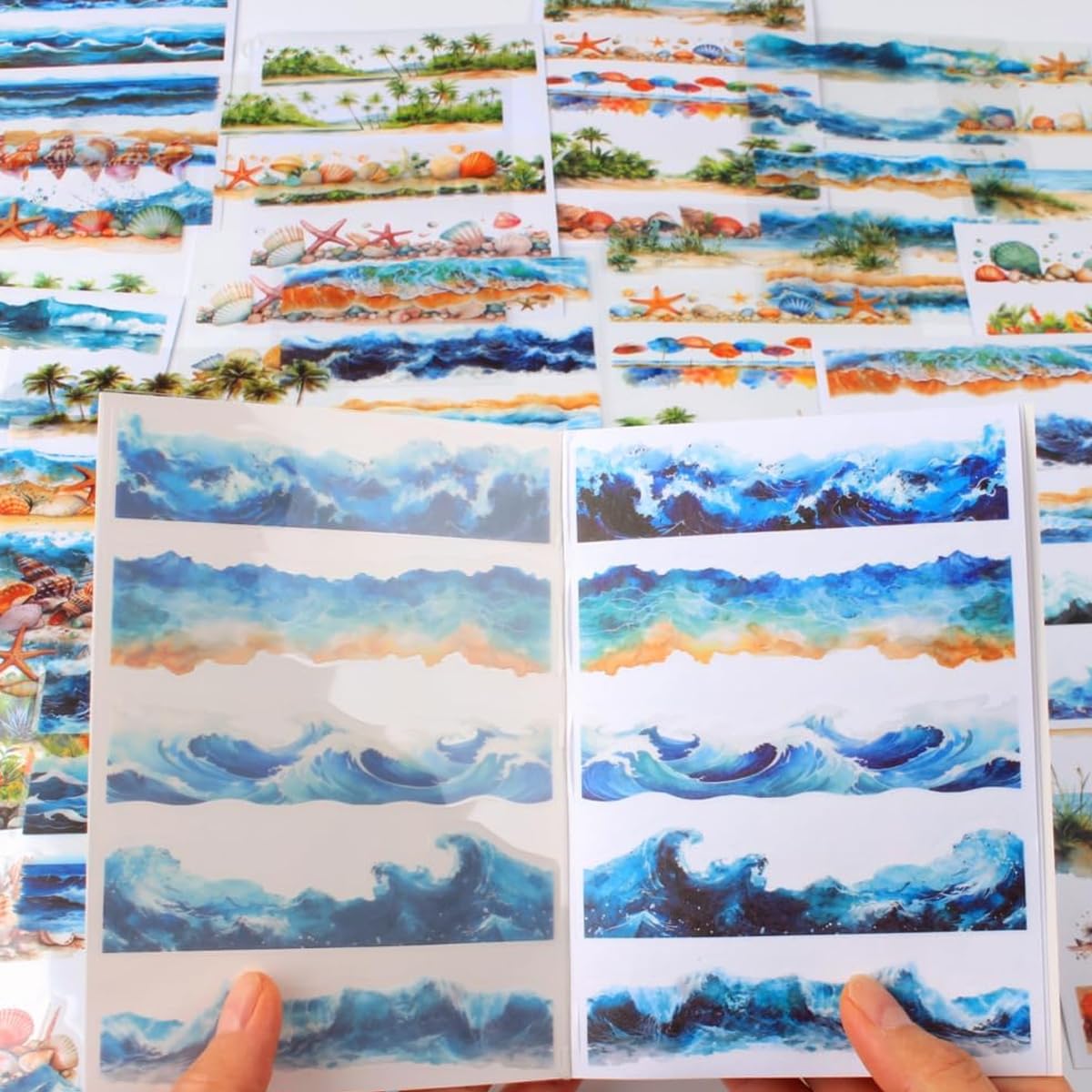 HASTHIP Stickers Set for Journals and Scrapbooking featuring 20 A5 Sheets | Beach Sea Vintage Theme