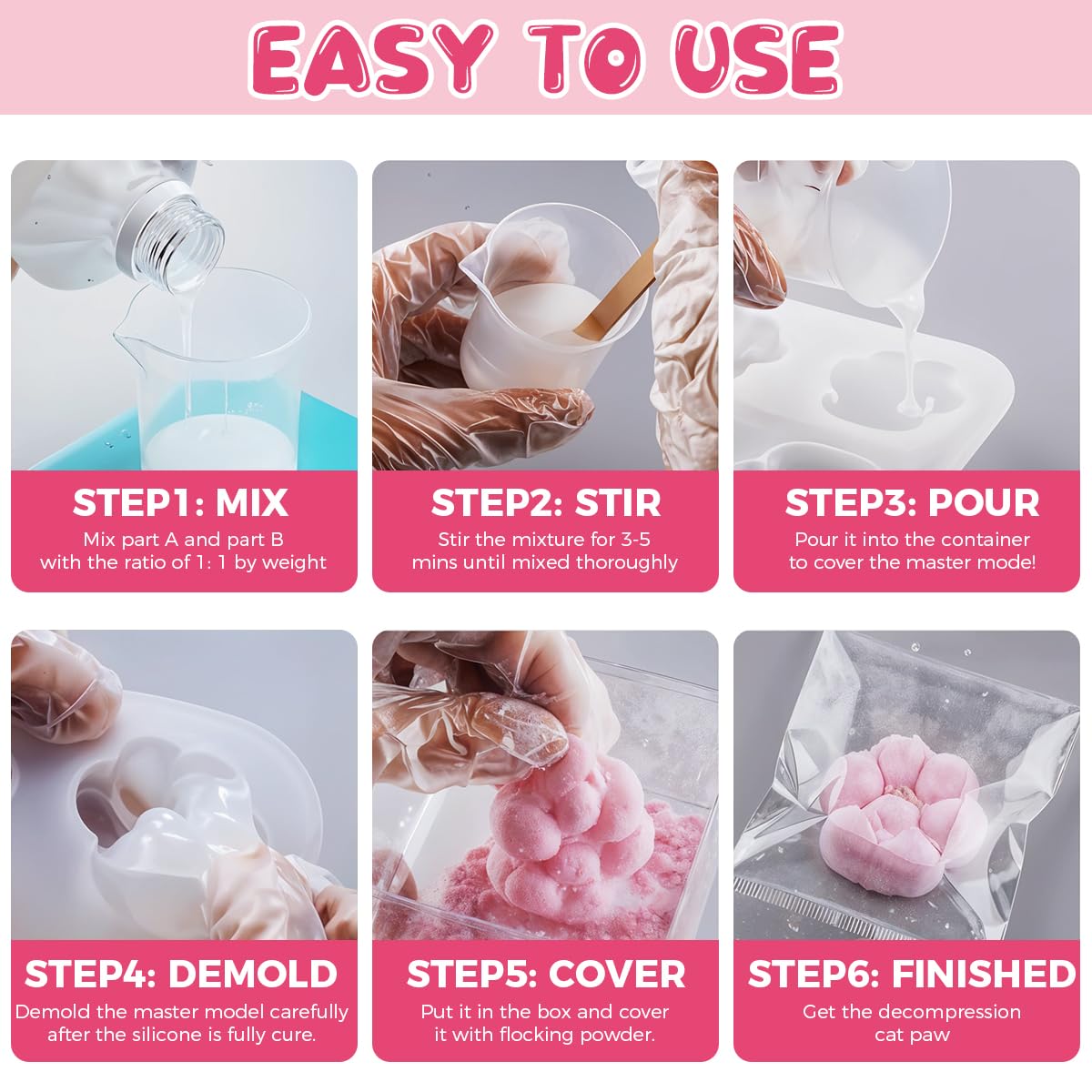 HASTHIP DIY Squishy Making Kit with 6 Silicone Molds for Kids and Adults | Fun Gift Activity