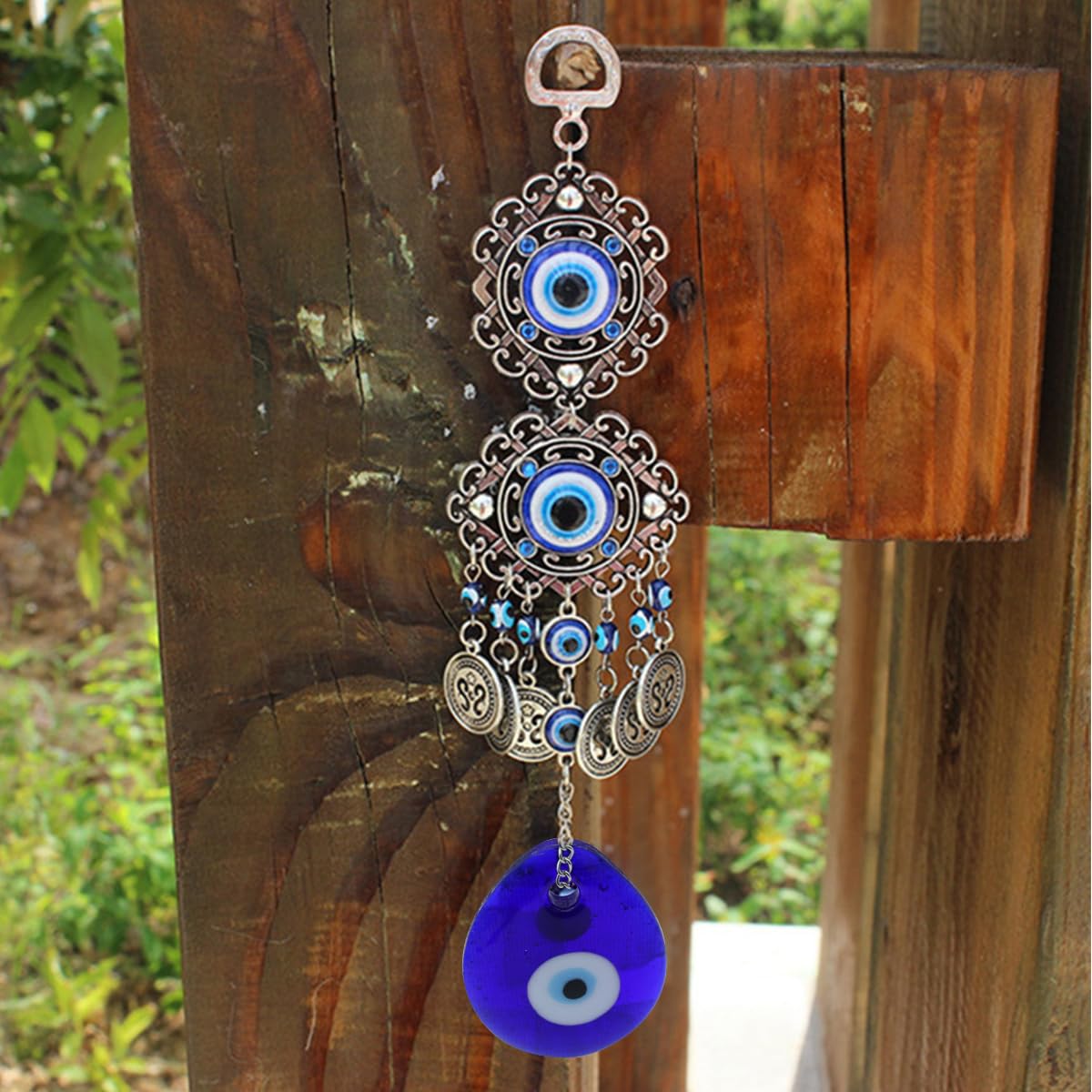 HASTHIP Evil Eye Hanging for Door and Wall Decoration with 38cm Raindrop Blue Resin | Home Protection Charm