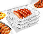 HASTHIP® Stackable Stainless Steel Air Fryer Basket, 3 Layers Cooling Racks for Oven Press Cooker, Rectangle AirFryer Accessories (7.6"Lx5.3"Hx3.7"H)-Silver