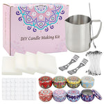HASTHIP DIY Jar Candle Making Kit for Beginners featuring 8 Mandala Print Tin Jars 2.2 oz | Natural Soy Wax with Wicks and Stainless Steel Jug