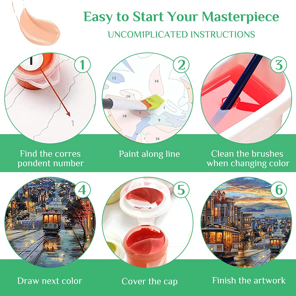 HASTHIP Paint by Numbers Kit for Home Decoration with Brushes and Canvas 16 x 20 Inch | Fun DIY Art for Kids and Adults