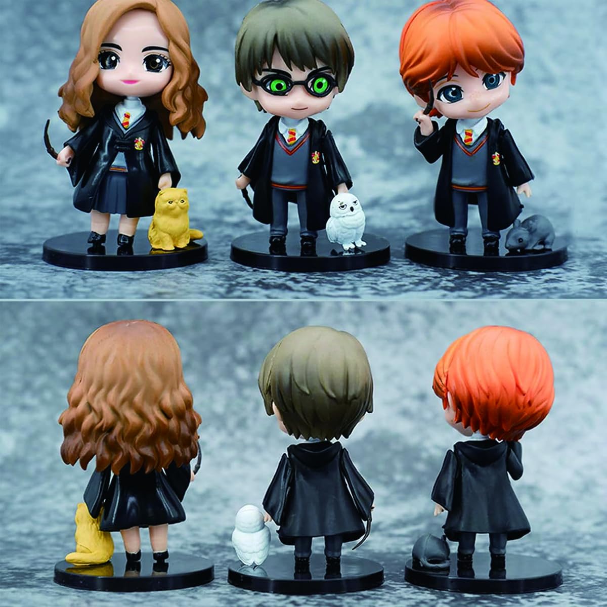 HASTHIP Action Figures Set for Desk Decoration with 6PCS Featuring Harry Hermione Ron | 10 cm Collectible Showpiece
