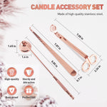 HASTHIP Candle Accessory Set with 17 cm Wick Trimmer and Curved Dipper for Scented Lovers | Stainless Steel 3 in 1 Tools