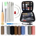 Leather Sewing Kit, 47 Pieces Upholstery Repair Sewing Kit with Sewing Awl, Seam Ripper, Leather Hand Sewing Stitching Needles, Sewing Thread for Car, Sofa, Backpack, Shoe, Craft DIY