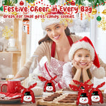 HASTHIP Christmas Gift Bags 50pcs for Small Holiday Gifts with Tie Up Closures | Red Snowman Print 13.5x23cm