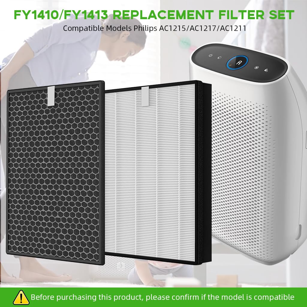 HASTHIP Air Purifier Filter Set for Philips FY1410 and FY1413 with Dual Filtration | 2Pcs Replacement Filters