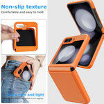 HASTHIP® Brand Case for Samsung Galaxy Z Flip 6, One-Piece Retractable Hinge Cover with Cut-Out Outer Display, Shockproof Anti-Slip Protective Fashion Phone Case, Orange
