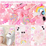 HASTHIP Phone Case Charm Set for DIY Crafting with 60 Flat Back Resin Pieces | Pink Sweet Theme