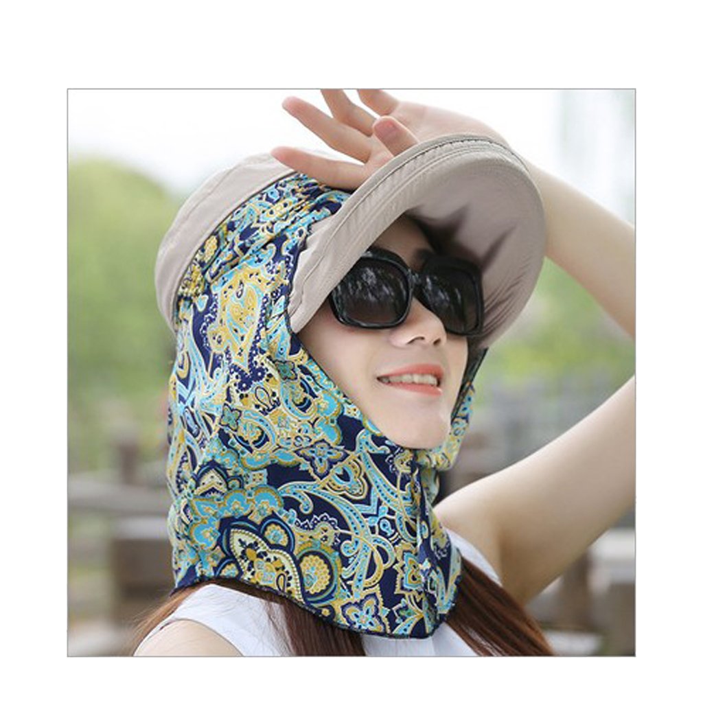 HASTHIP® Sombrero de Sol para Mujer,Gorra de Algodón Plegable con ala Ancha y Protección UV UPF 50+,Transpirable con Agujero para Cola Caballo,Ideal Senderismo y Playa - Color