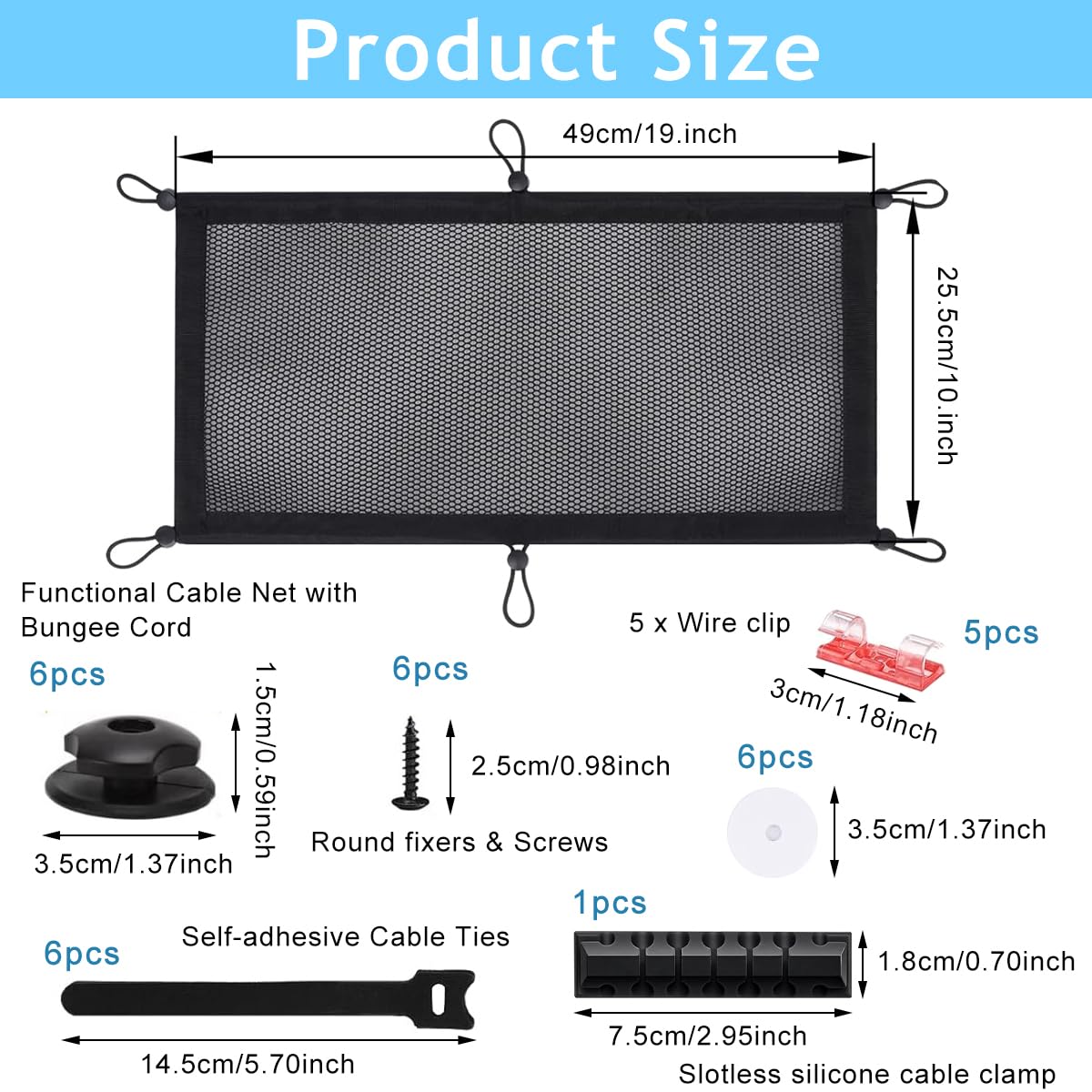 HASTHIP® Under Table Organizer Mesh Net Under Desk Cable Management Nylon Mesh Net Flexible Under Desk Storage Mesh Net Spave Saving Under Desk Organizer Net, 20 x10 Inches