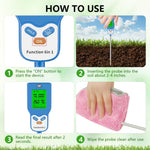 HASTHIP® 6-in-1 Digital Soil Tester with pH Meter, Moisture Sensor, Sunlight, Temperature, Humidity & Fertility Reader, Rotating Backlight LCD Display, Soil Test Kit for Gardening, Farming, Plant Care
