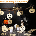 HASTHIP Halloween Decorations Set for DIY Crafting with 12Pcs Wooden Pumpkin Ornaments