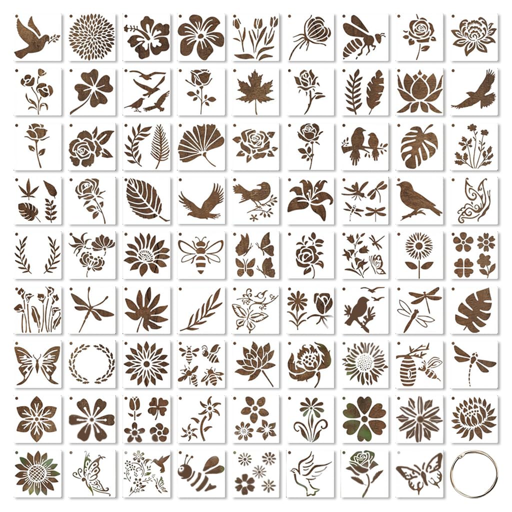 HASTHIP® Plantilla con diseño calado,plantillas de dibujo y pintura con varios tamaños y patrones,ideal para scrapbooking decoración bullet journal manualidades - Blanco