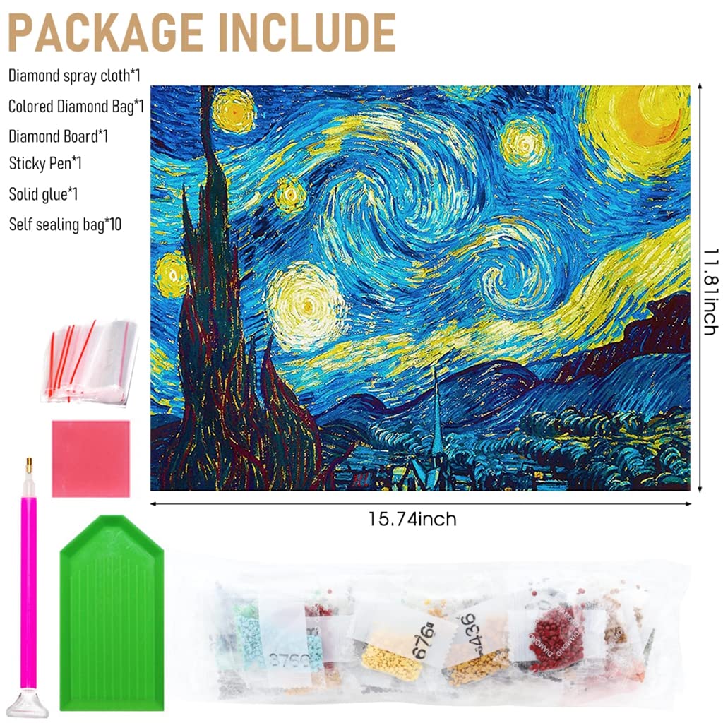HASTHIP Diamond Painting Kits for Adults with 18 Facet Rhinestones 11.8x15.8 in Canvas | DIY Full Drill Art Craft for Home Décor