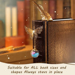 HASTHIP Metal Feather Bookmark for Reading with 3D Butterfly Pendant and Glass Beads | 3PCS
