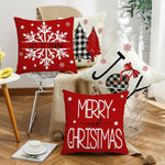 HASTHIP Christmas Cushion Covers 16x16 in Set of 4 with Hidden Zipper Linen Fabric | Festive Sofa Decor