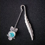 HASTHIP Metal Feather Bookmark for Reading with Glow in the Dark 3D Owl Design | 11.5cm Zinc Alloy Gift