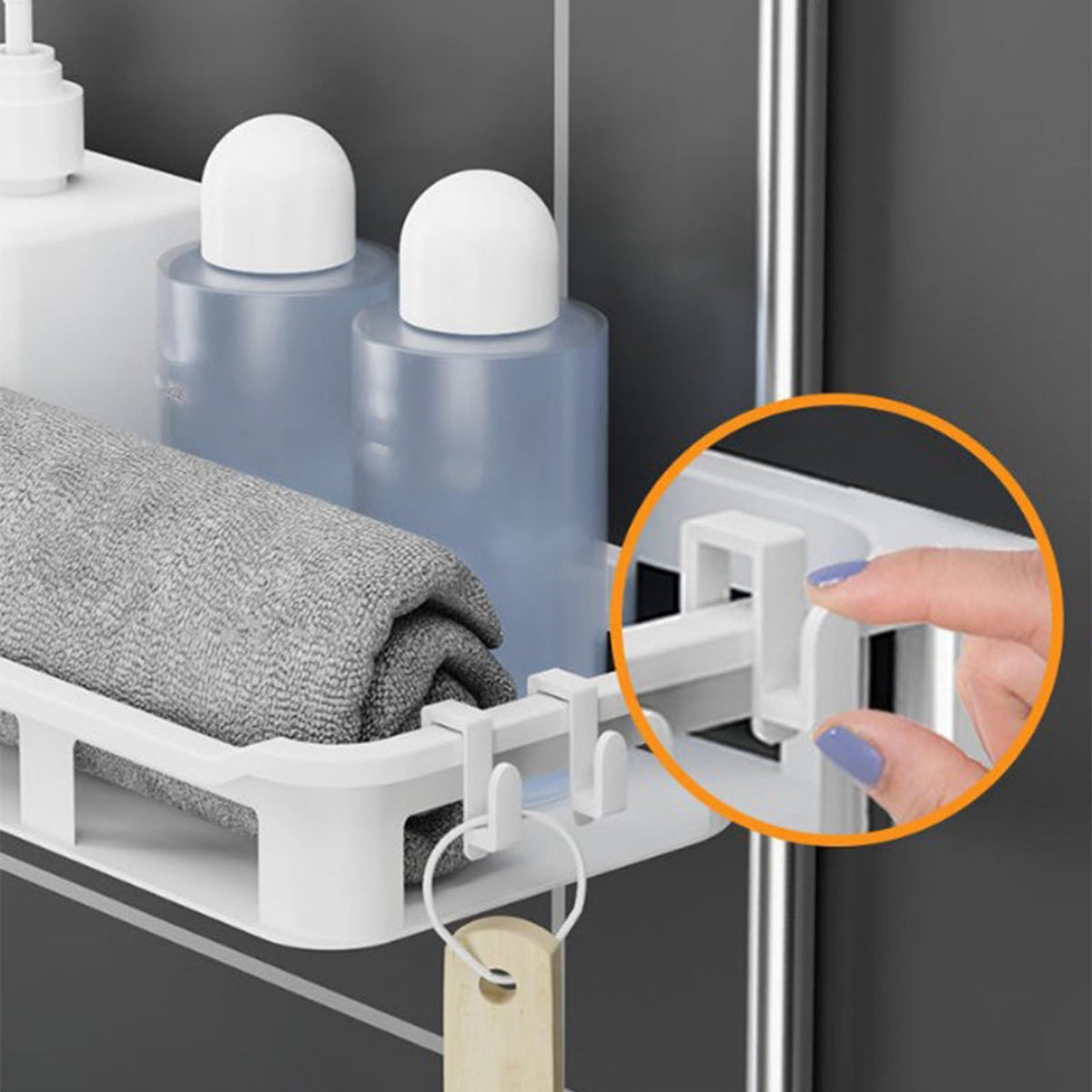HASTHIP Bathroom Organizer for Over Toilet Storage with No Drill Adhesive Setup | 3 Tier 34x87cm PP Rack