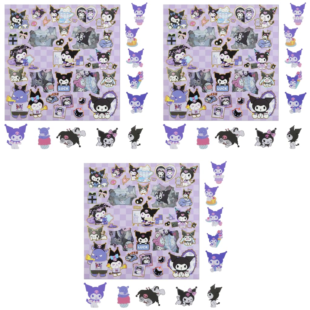 HASTHIP Kuromi Sticker Gift Set 300 pcs for DIY Decor featuring 100 Unique Designs | Kawaii Gifts for Kids and Teens