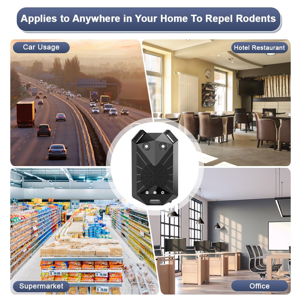 HASTHIP® Car Mouse Repeller with LED 2 in 1 Car Home Use Ultra Sonic with Smart Motion Senor Animal Repeller with Switch & Flash Light Multipurpose Animal Repeller Mouse Repellent