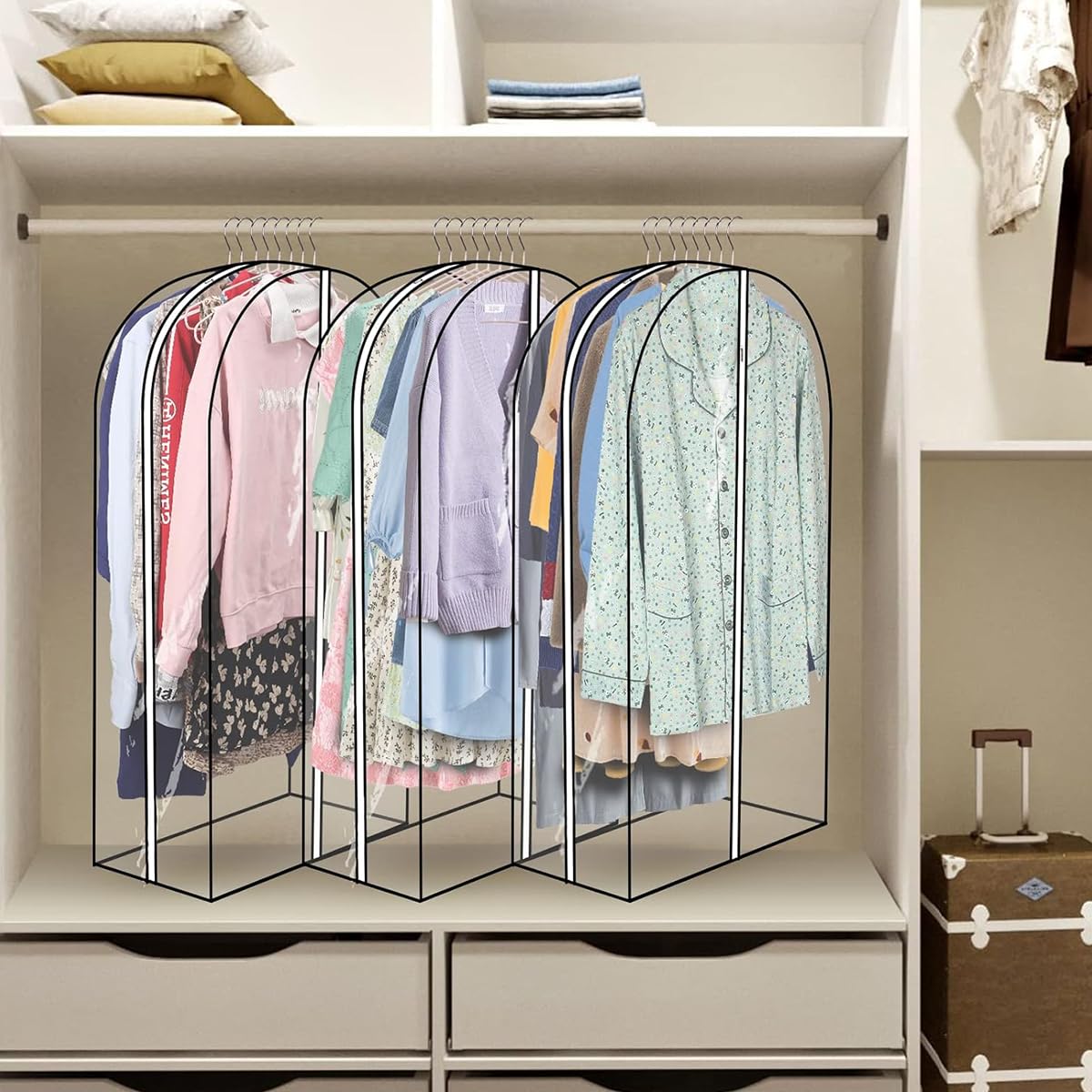 HASTHIP Clear Garment Bags for Hanging Clothes with 22×40 in Capacity and Vinyl Material | Closet and Travel Storage